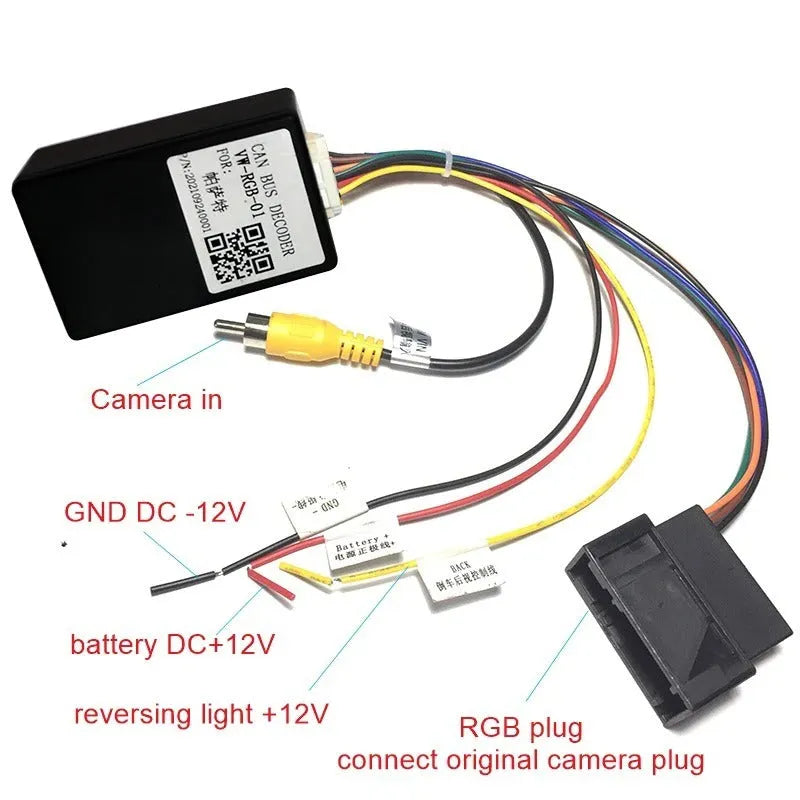 Black Volkswagen Skoda MIB host reverse camera conversion box with pure copper contacts