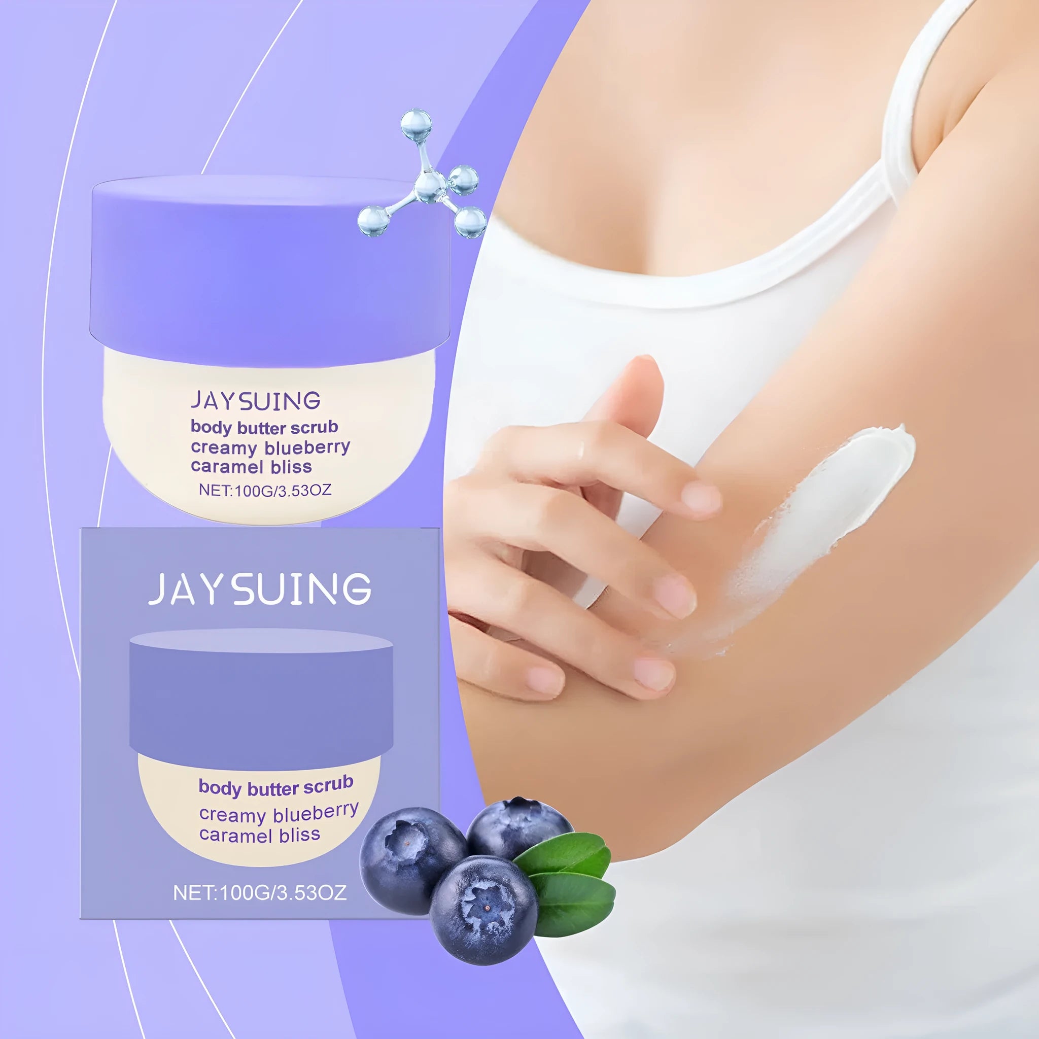 Blueberry caramel body scrub cream 100g mild exfoliating walnut shell powder universal skin type