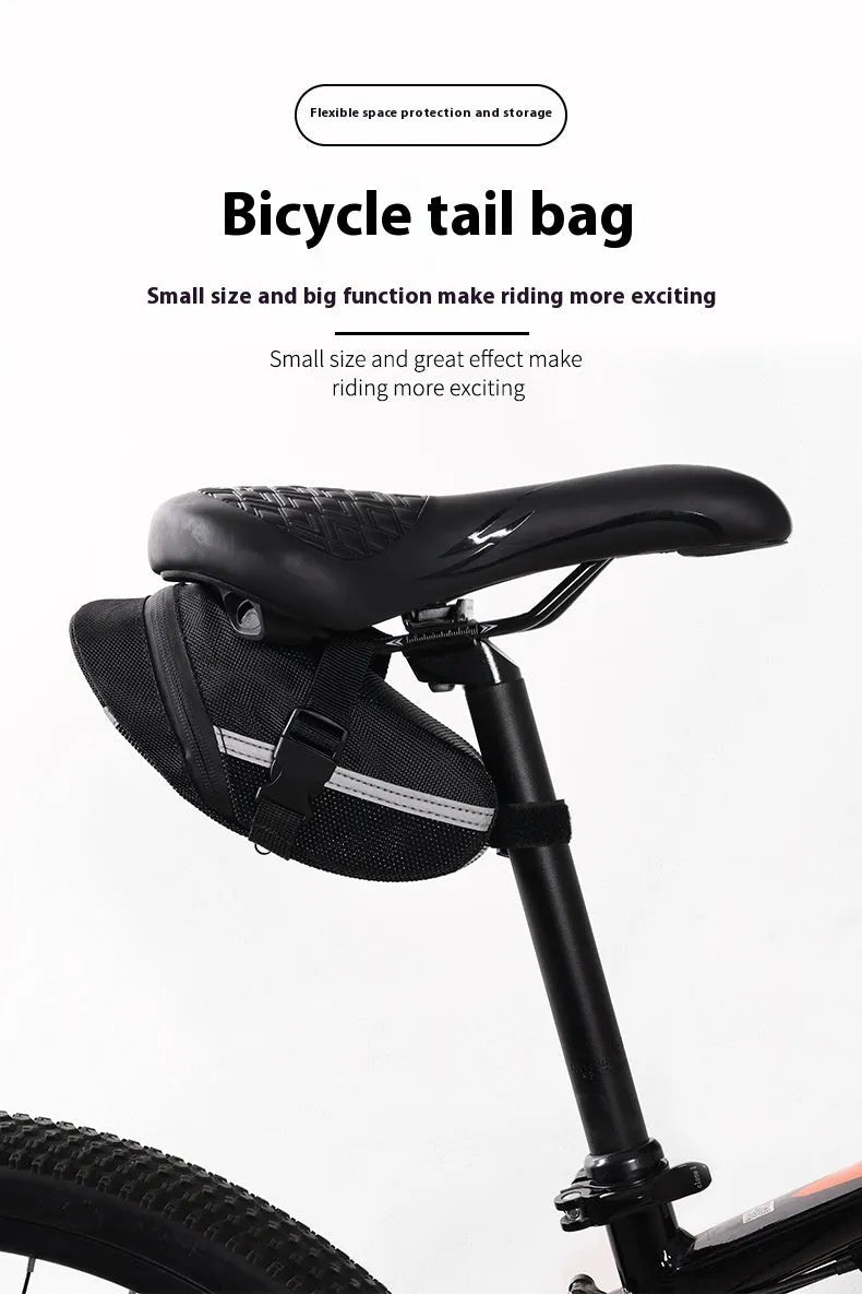 Black polyester cycling quick release tail bag 20x8x6cm for mountain bike saddle storage with padding