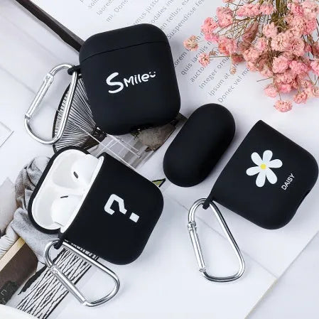 AirPods protective case cover in pink PC plastic with flower decorative design