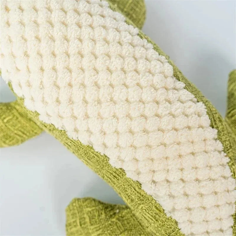 Pet plush toy with corn grid fabric in blue, green, and red colours for cats and dogs