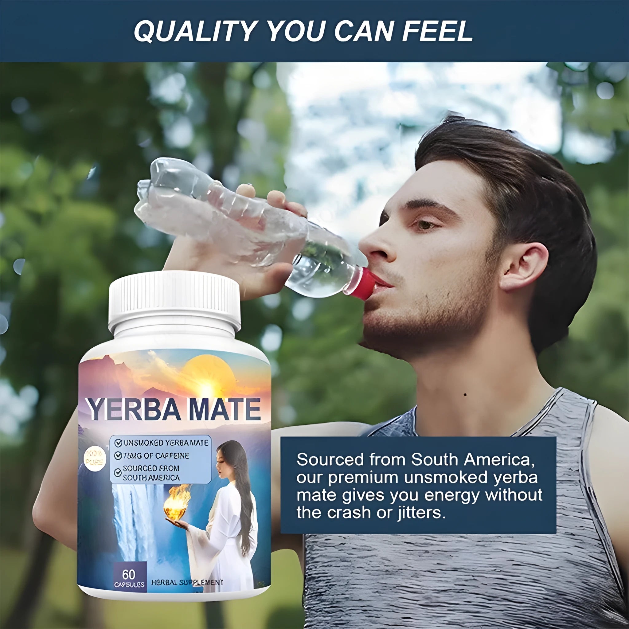 Pack of 60 vitamin capsules supplement for daily use, normal temperature storage
