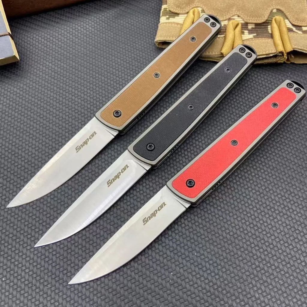 Folding fruit knife with 17cm length showing blade and handle in stainless steel construction