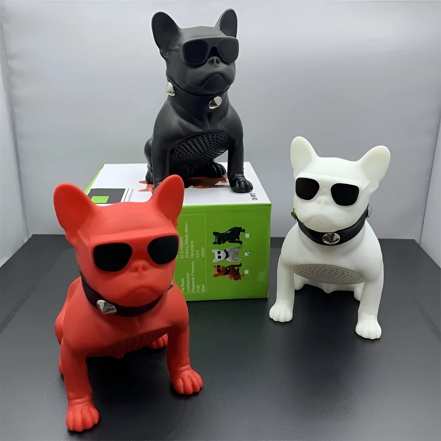 Mini full body bulldog Bluetooth speaker in black, red or white colours