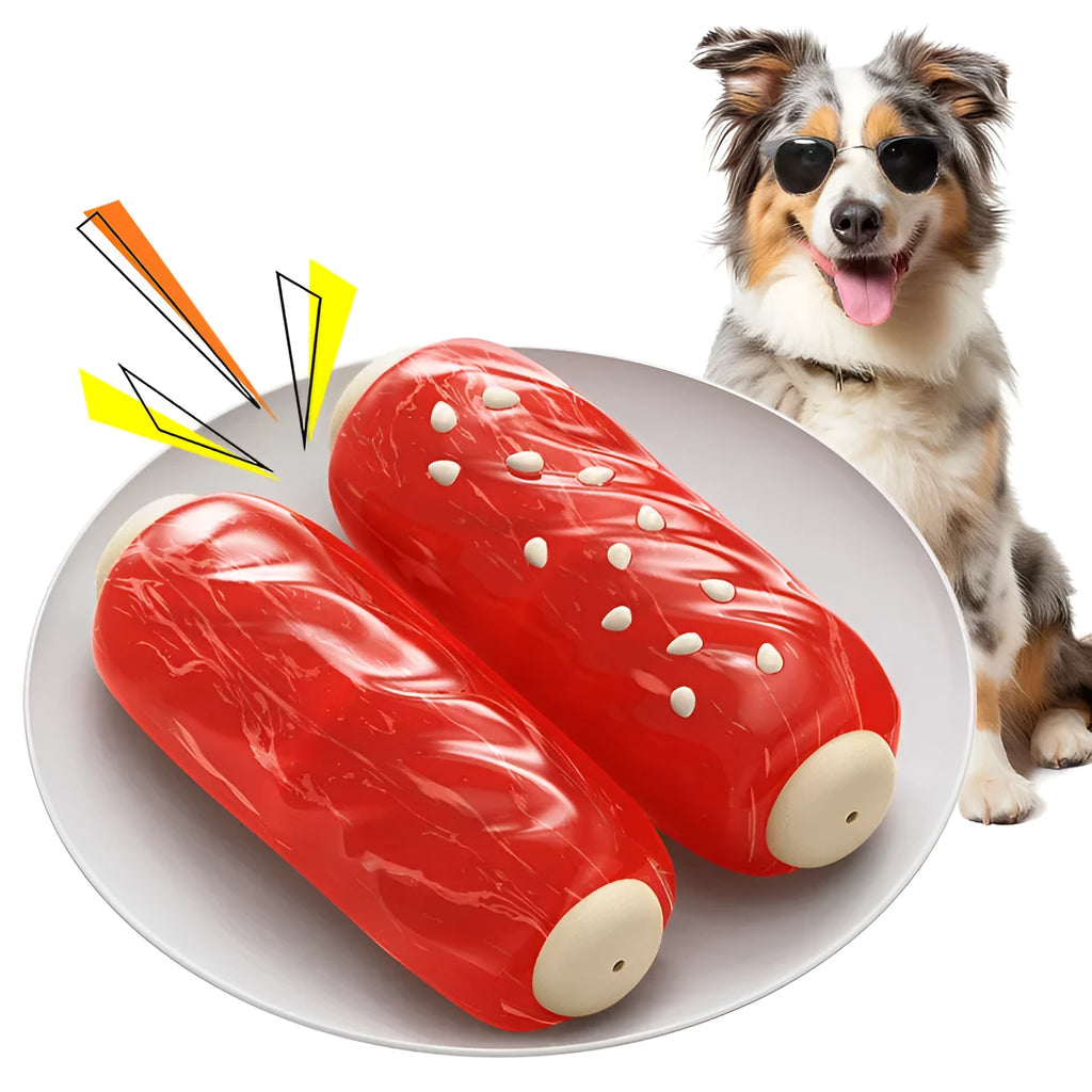 Primary colour plastic glue toothbrush-shaped dog chew toy with textured molar rod design