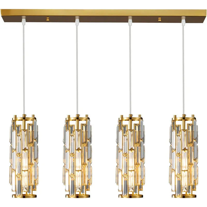 Industrial style LED crystal droplight in black finish with metal frame and crystal pendant detail