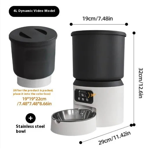 4 litre smart pet feeder with Wi-Fi connectivity and optional video monitoring camera