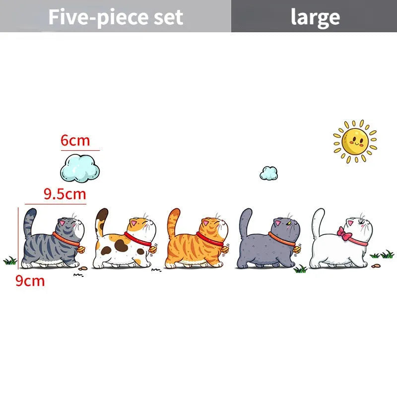 Five climbing cats car sticker on vehicle exterior, waterproof PVC adhesive decoration