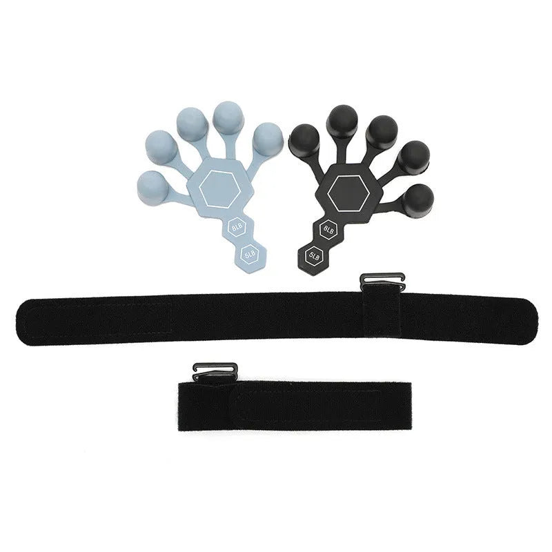 Men's silicone 5-finger rehabilitation power shooting brace hand trainer in black