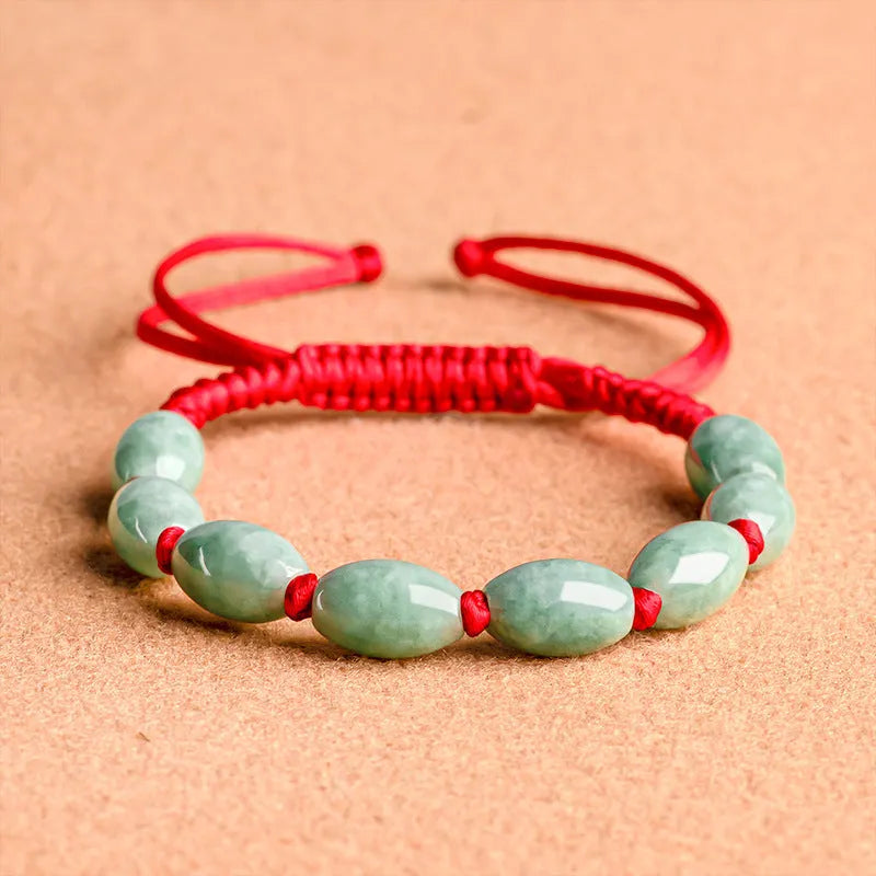 Natural jade bracelet in dark green for men with 9 beads, national style, on display with certificate.