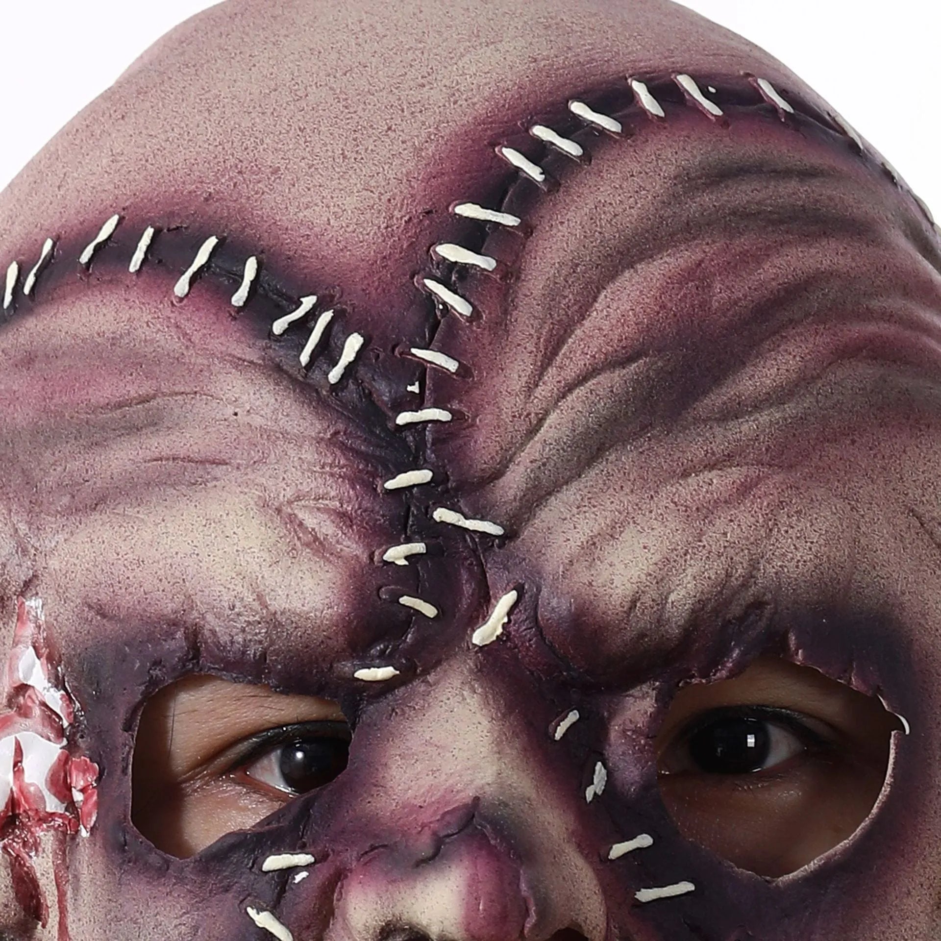 Halloween three-sided grimace horror mask made from natural latex with realistic finish