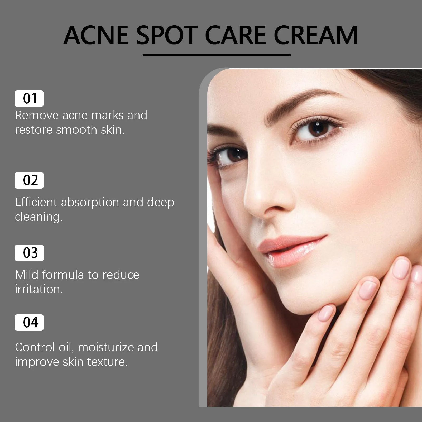 Acne cream tube 15g with mint leaf tea tree oil and aloe leaf ingredients