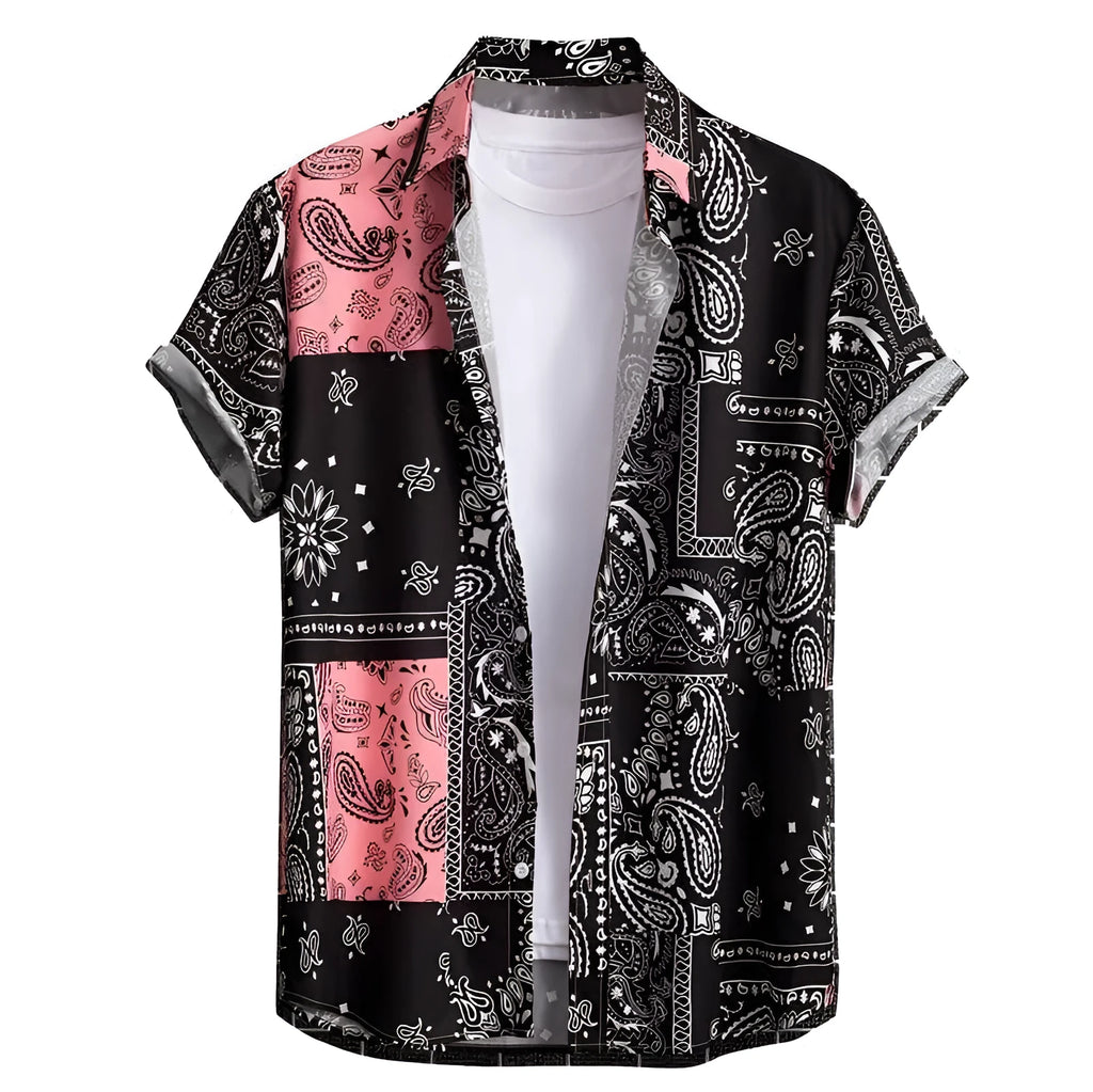 Men's slim fit Hawaiian style cardigan shirt with digital print in size S to 6XL, polyester fabric