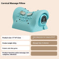 Blue-green cervical spine massage pillow with EMS pulse massage, hot compress and vibration functions