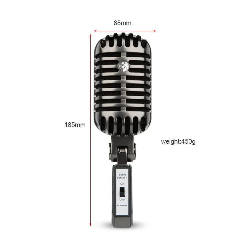 Retro-style wireless condenser microphone with cardioid pattern for vocal recording and K-song