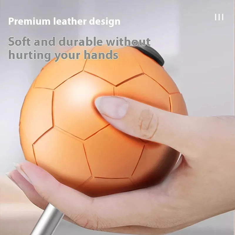 Vertical boxing reaction speed ball with gray PU gloves on a flat surface, roly-poly design for home focus training