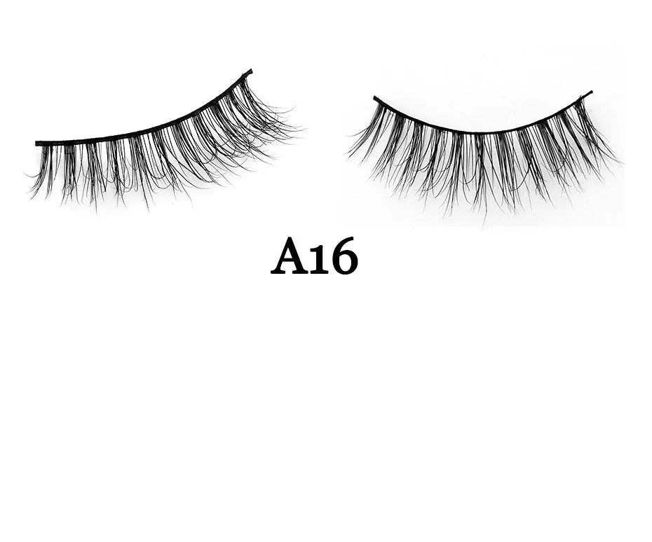 Handmade 3D mink full strip false eyelashes in style A01 against a white background