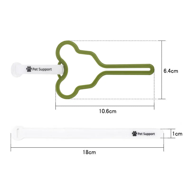 Dog poop bag holder with fixed clip and adjustable velcro strap for leash attachment