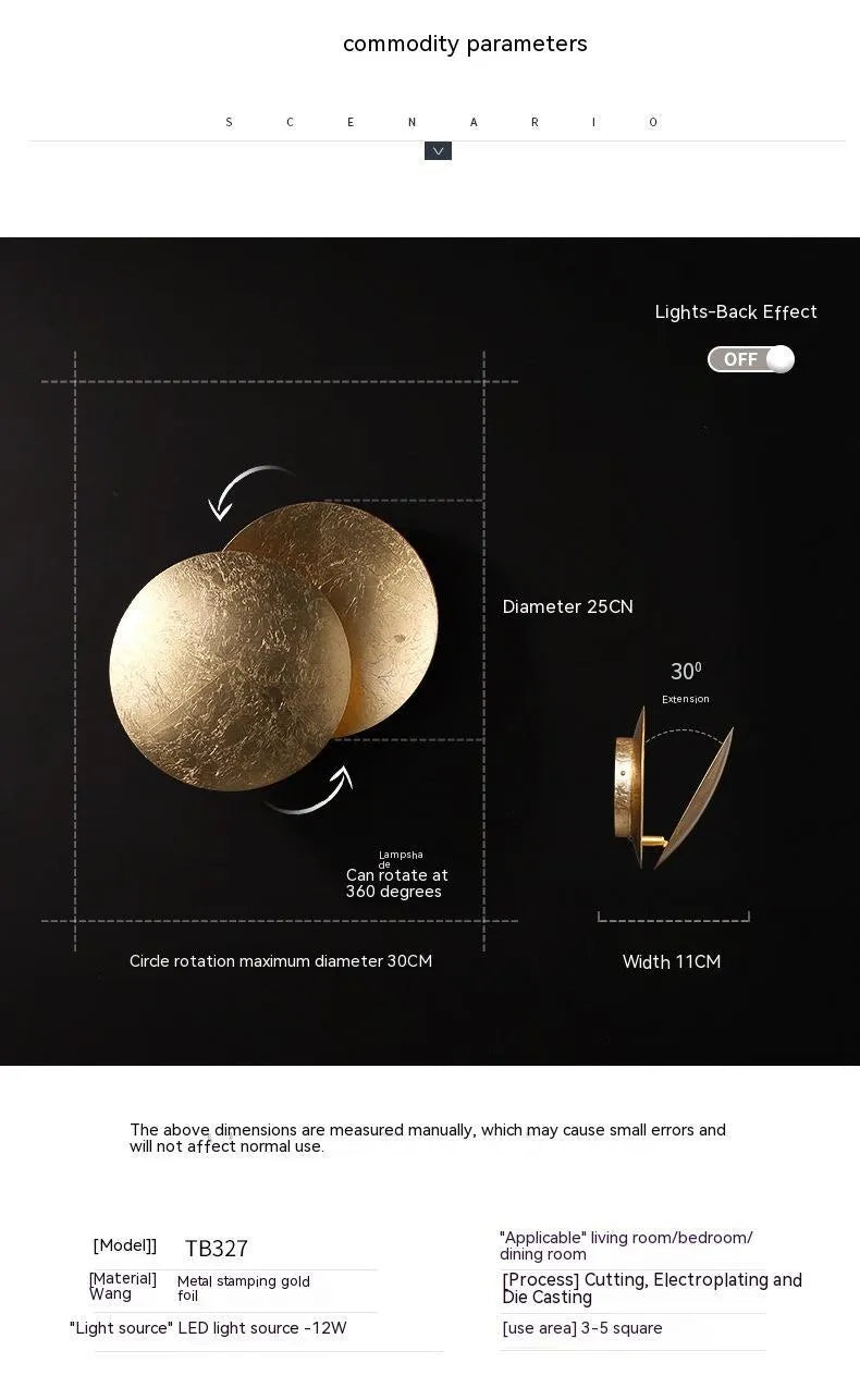 Modern minimalist aluminium night light 250mm height 20cm diameter golden finish bedside lamp