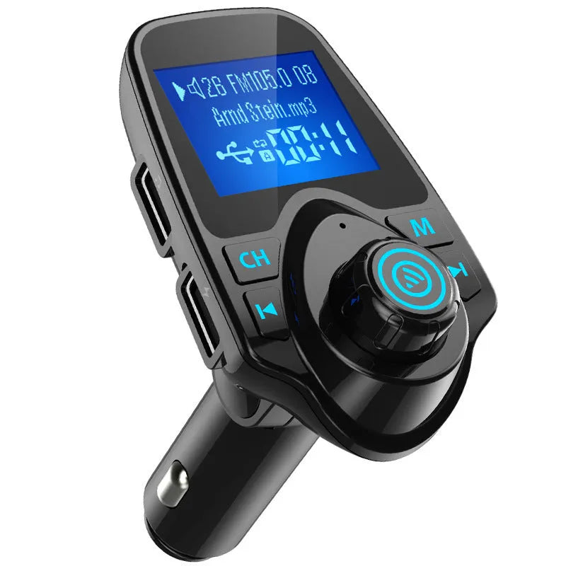 Black car Bluetooth FM transmitter and hands-free device with USB port and TF card slot
