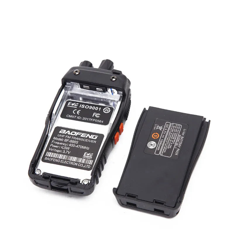 Baofeng USB BF-888S walkie-talkie handheld station in black with UK plug charger
