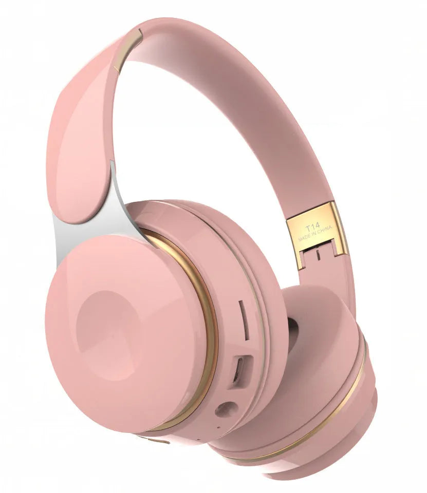 Bluetooth wireless foldable over-ear headset in black with aluminium alloy frame and padded ear cups