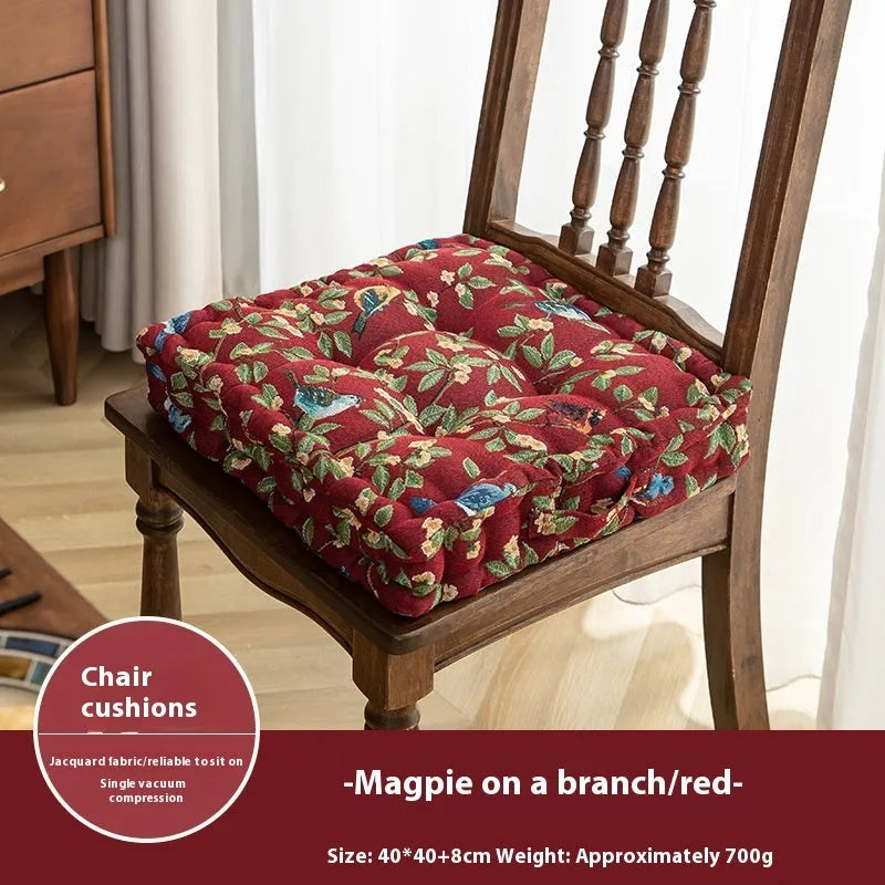 American style square dining chair cushion with thick padding in floral apricot and solid colour options.