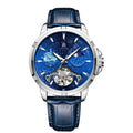 Men's blue dial automatic mechanical watch with stainless steel case 40mm diameter