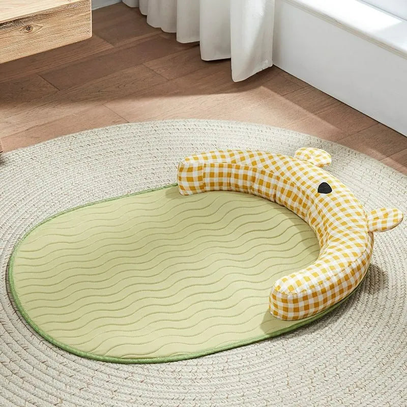 Green or yellow four-season pet cooling mat for small and medium dogs and cats in S M L XL sizes