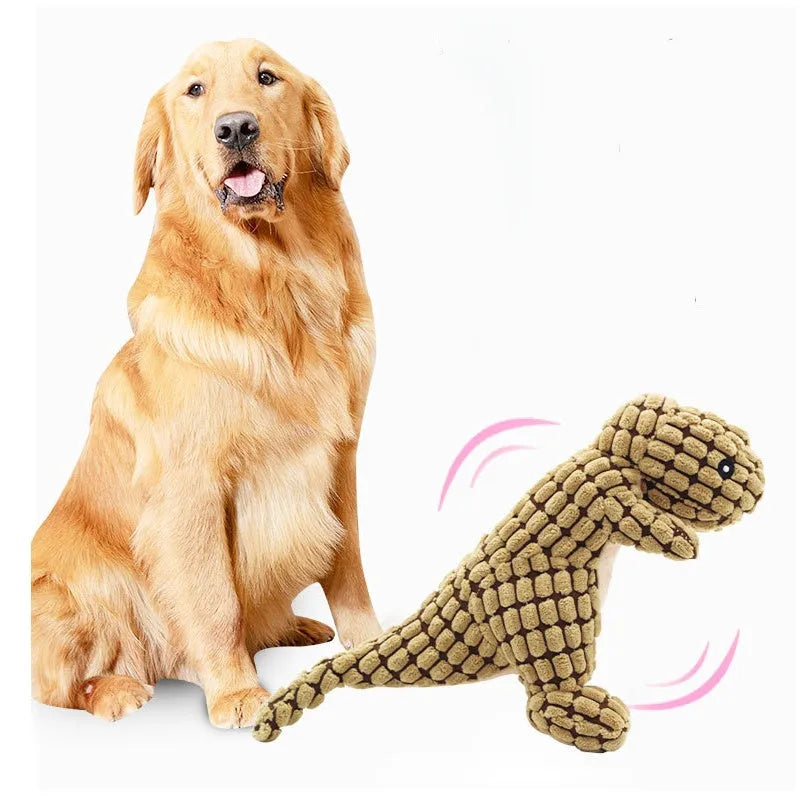 Grey green orange sound-emitting dog chew toy resistant to biting for puppies and large dogs