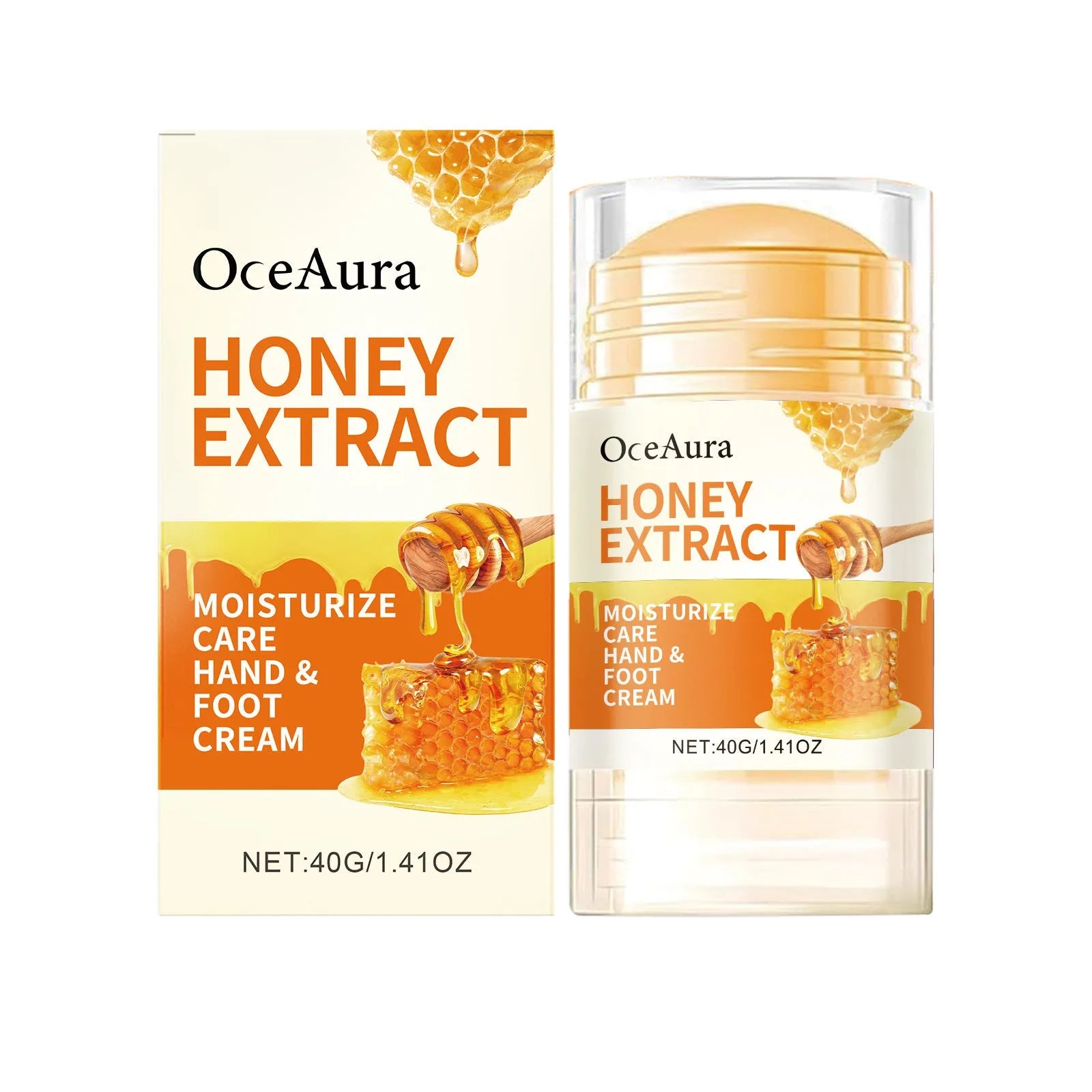 OCEAURA Honey Moisturising Care Stick 40g applied to a dry heel for targeted moisture