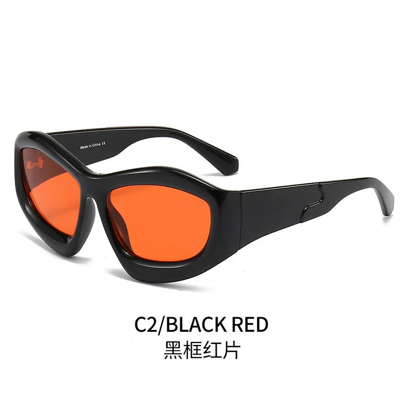 Men and women concave shape bubble sunglasses with black frame and black grey lens for outdoor sun protection