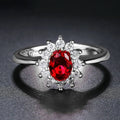 Women's floral ring with zirconium stone in electroplated copper available in three colours and five sizes