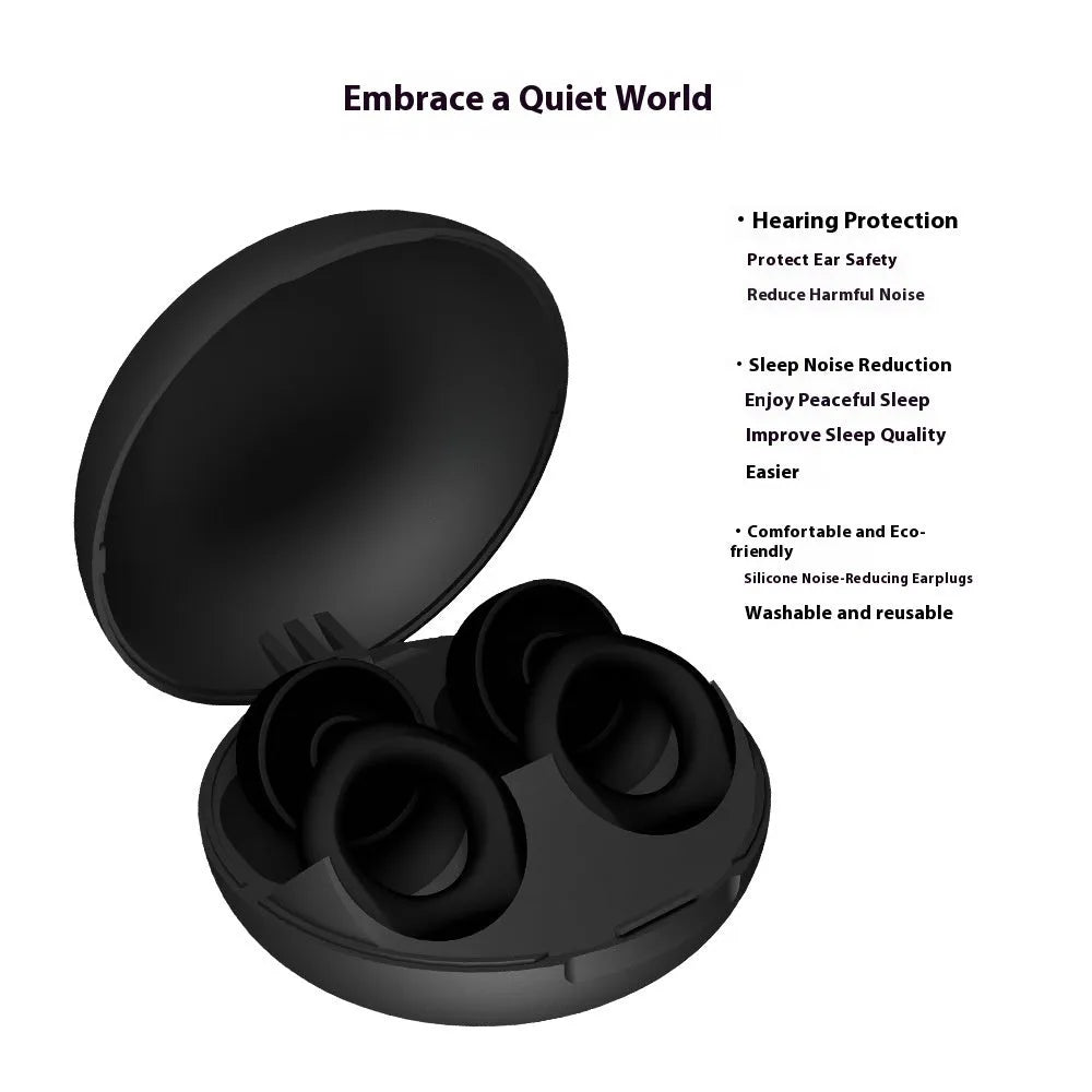 Super anti-noise silicone soundproof earplugs in black for sleep party work