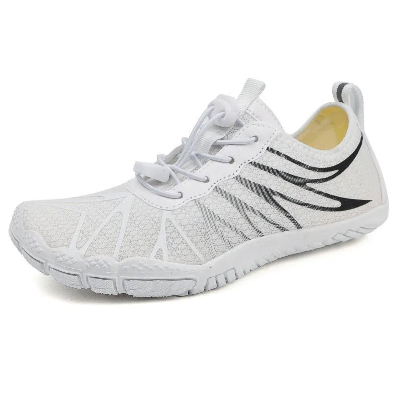 Breathable non-slip men women sports fitness running shoes with rubber sole and front lace-up fastening