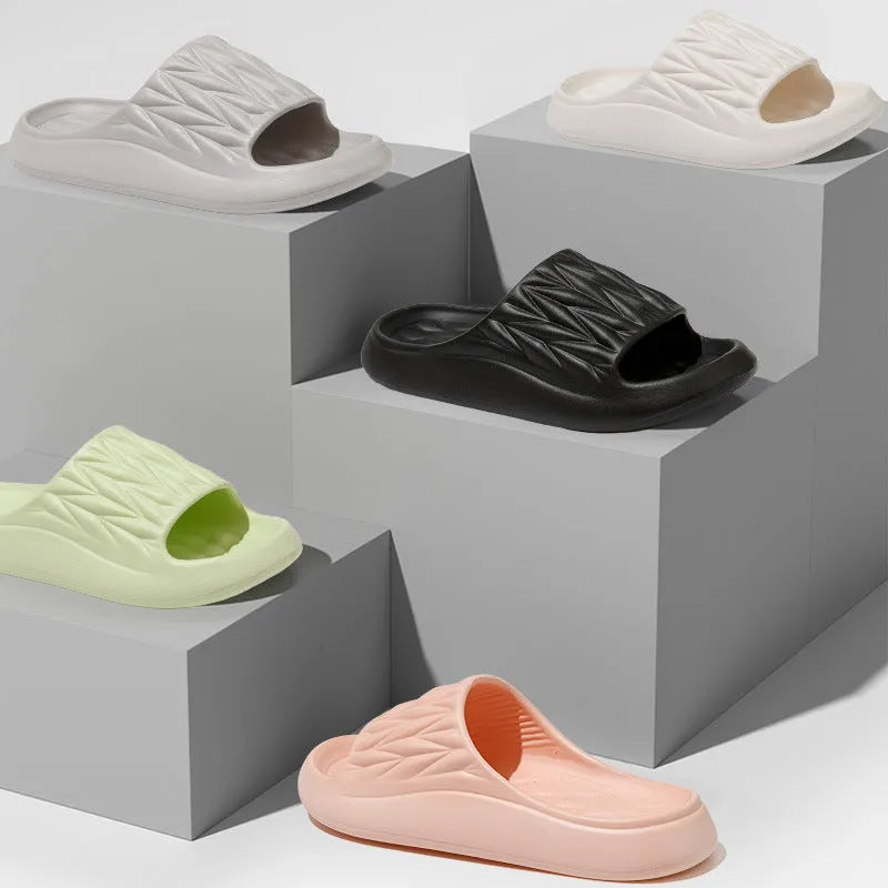 Leaf texture design EVA foam slippers in various colours with non-slip sole for indoor household use