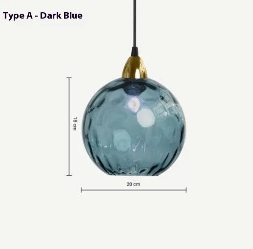 Modern Nordic water-wave glass ball chandelier in amber for bedroom dining room pendant lamp