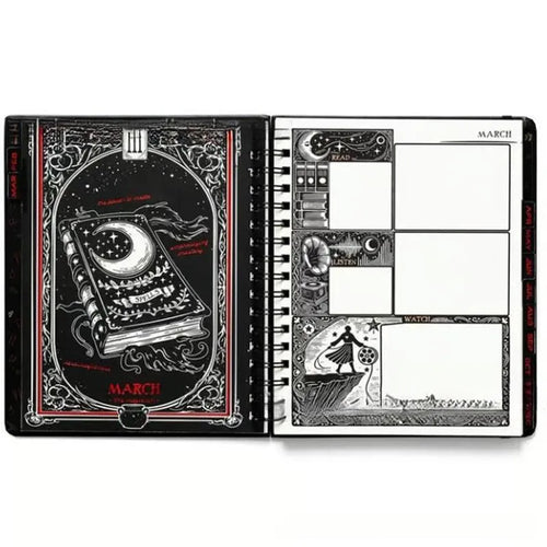 Wait For The Night 2026 weeks plan notepad with 100 pages, A5 size, 80g paper, Black Clock cover design