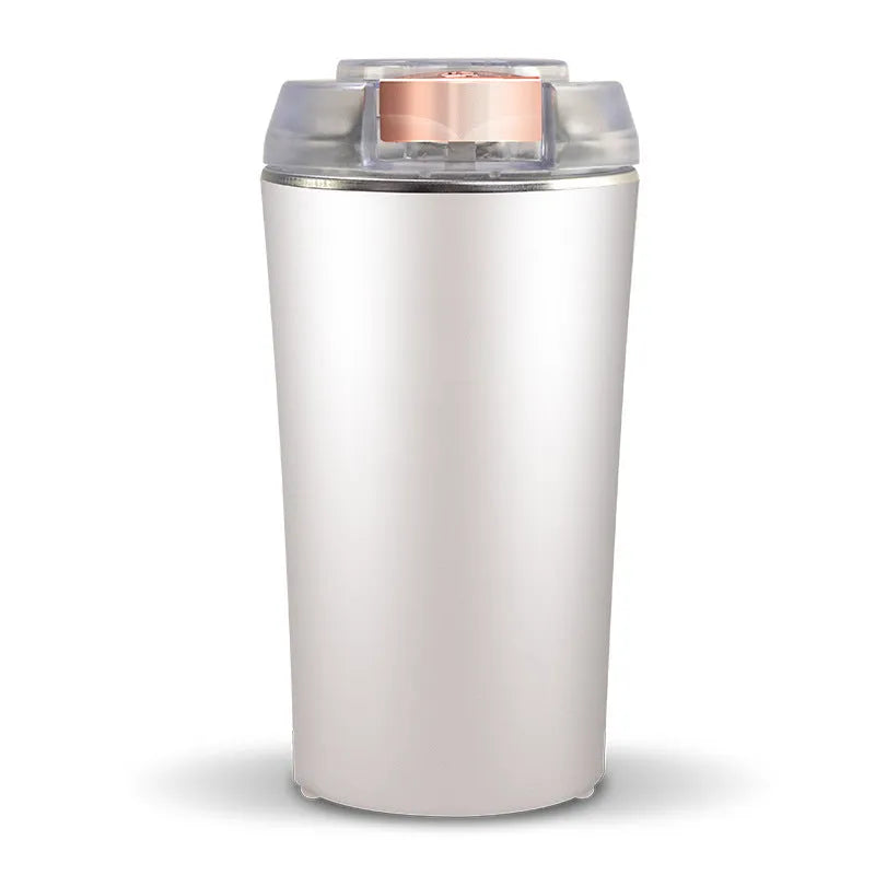 Blue mini electric flour mill and spice grinder with stainless steel construction