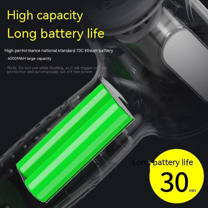 Car wireless handheld vacuum cleaner with strong suction, 4000mAh battery, and Type-C charging port, black model with attachments