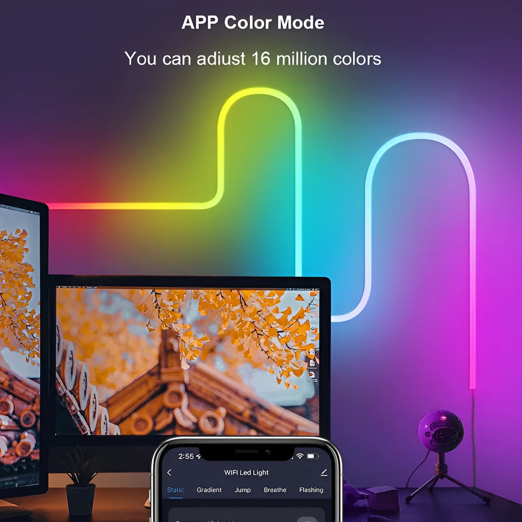 3-metre RGB neon light strip with remote control for Bluetooth and WIFI connectivity
