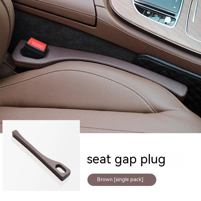 Polyurethane car seat gap strips in black, brown, red and beige colours prevent items falling between vehicle seats