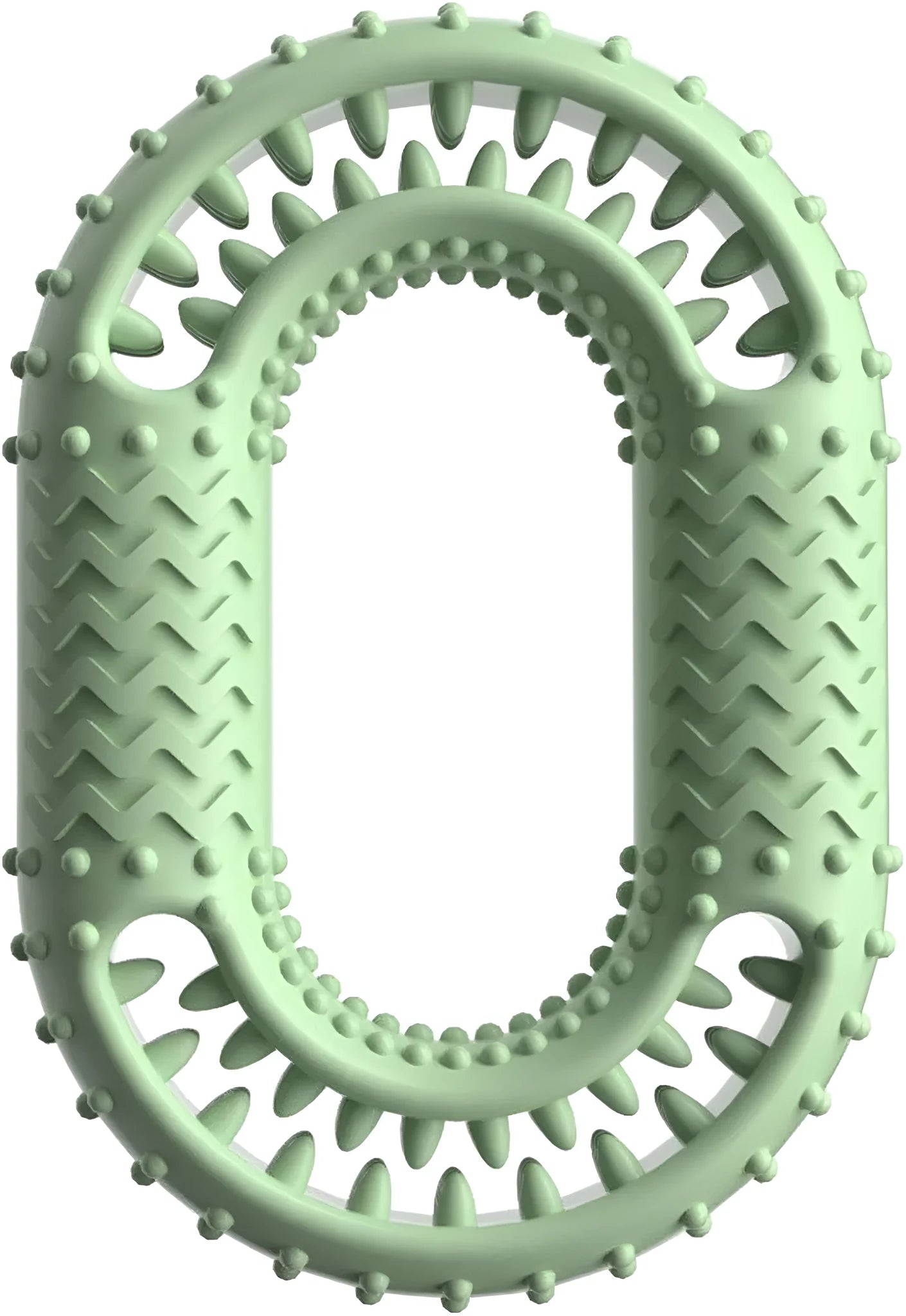 Blue O-ring shaped dog chew toy for aggressive chewers on white background