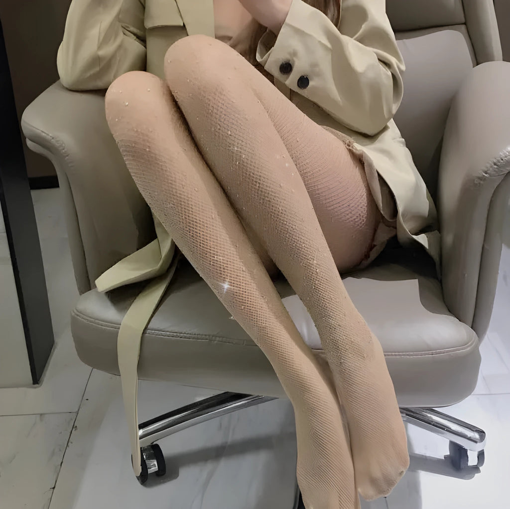 Women's fishnet stockings diamond mesh pattern nylon fabric skin colour black white options