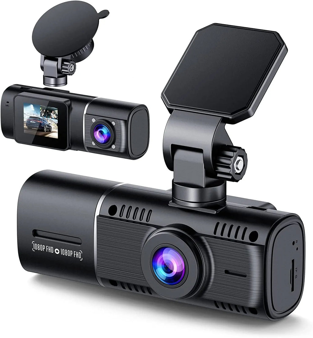 Standard black car dash camera for dual recording with a 1.5-inch screen