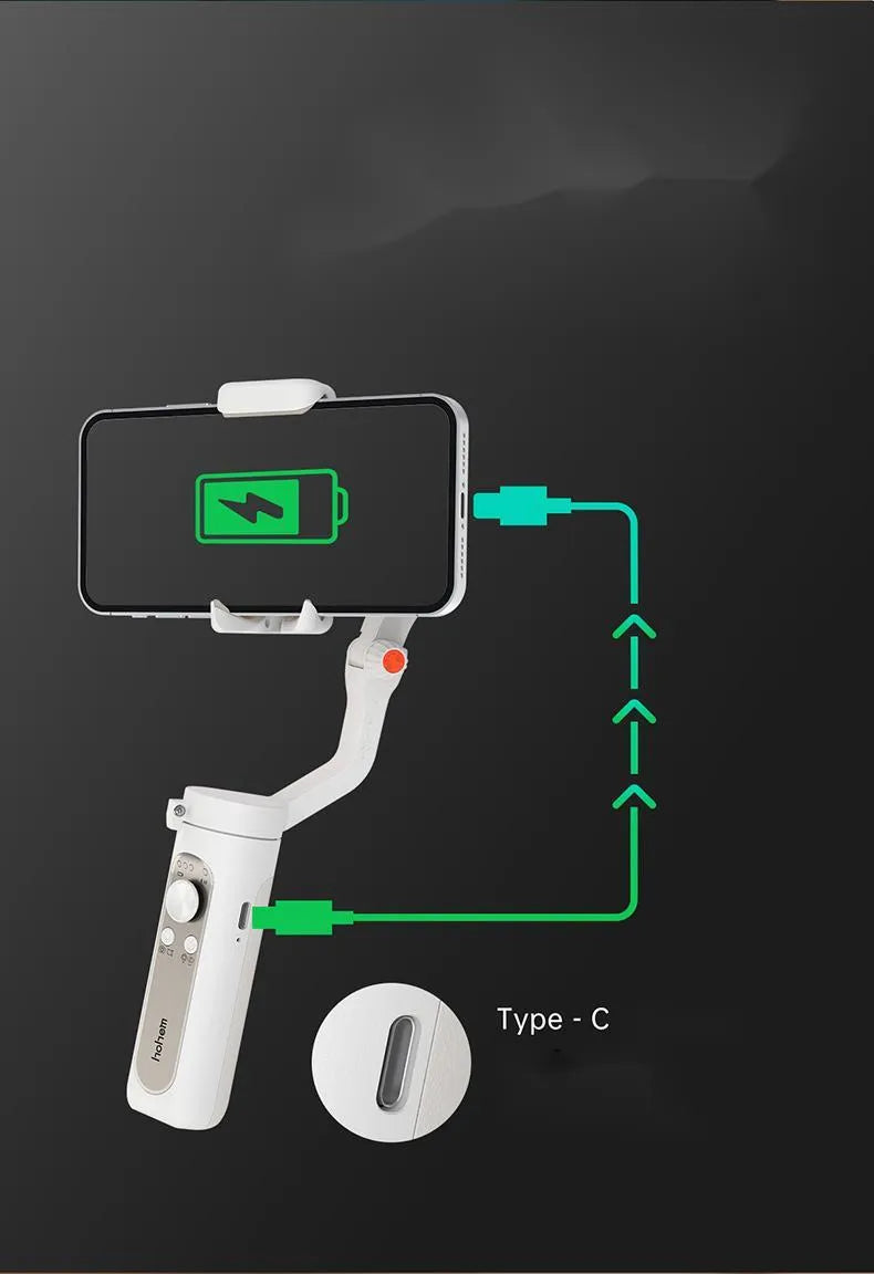 3-axis plastic foldable mobile phone stabiliser in black folded mode