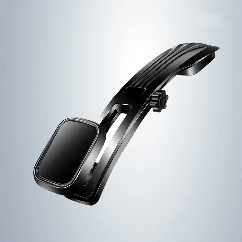 Creative magnetic desktop car phone holder with gooseneck arm and silicone surface in black