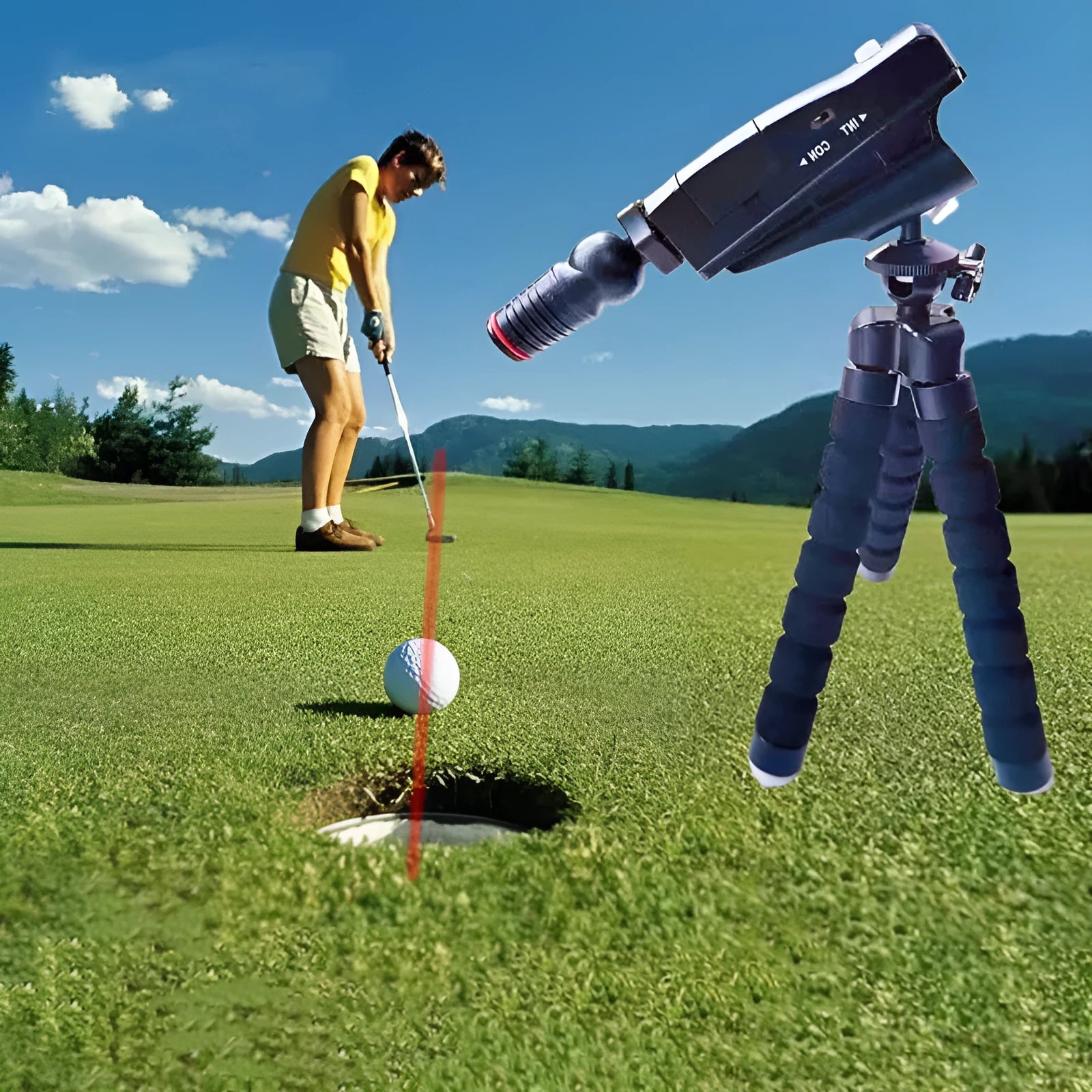 Golf putter laser aiming instrument with alignment sight for putting practice