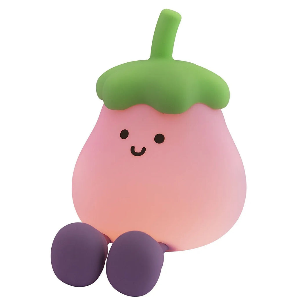 Cartoon eggplant small night lamp with soft yellow light, rechargeable 1200mAh battery, 100x138x130mm size