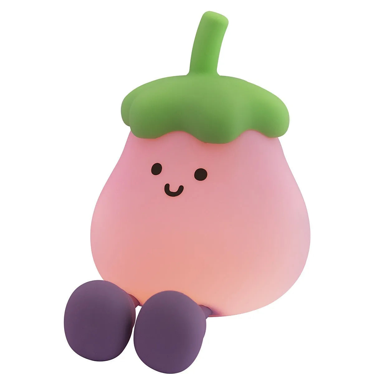 Cartoon eggplant small night lamp with soft yellow light, rechargeable 1200mAh battery, 100x138x130mm size